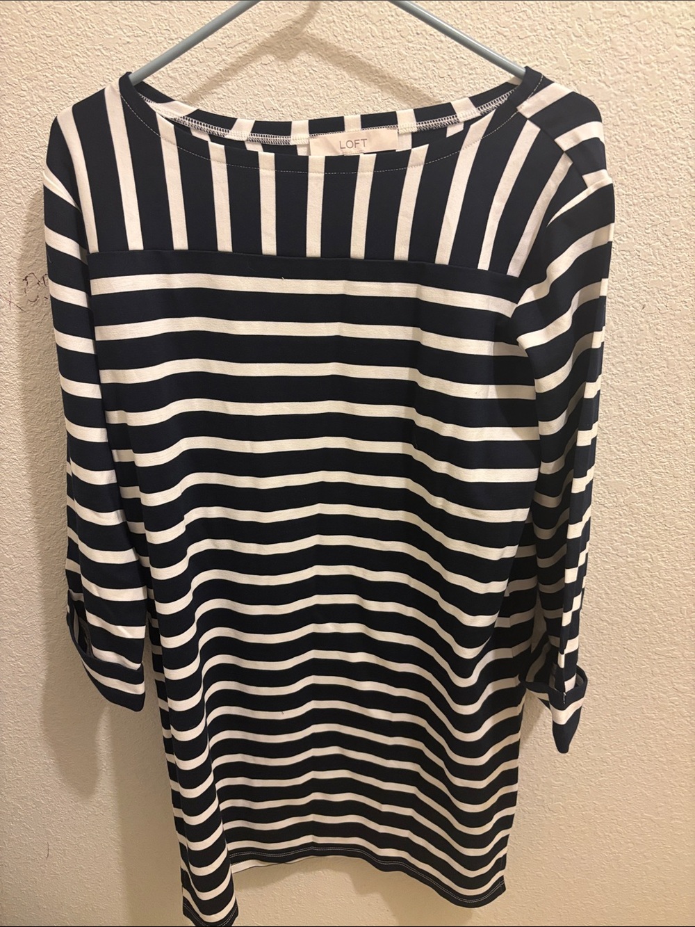 LOFT Navy and White Striped Boatneck Tunic